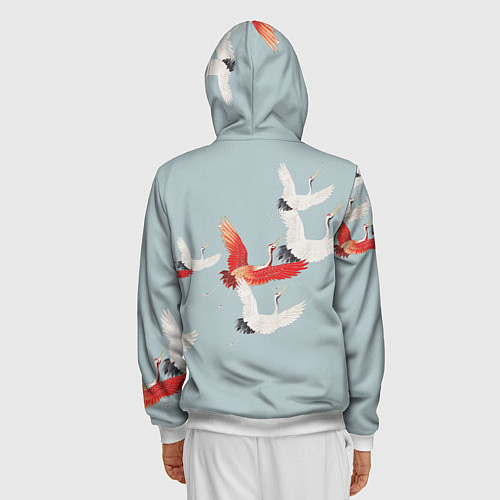 Мужская толстовка на молнии Стая журавлей / 3D-Белый – фото 4