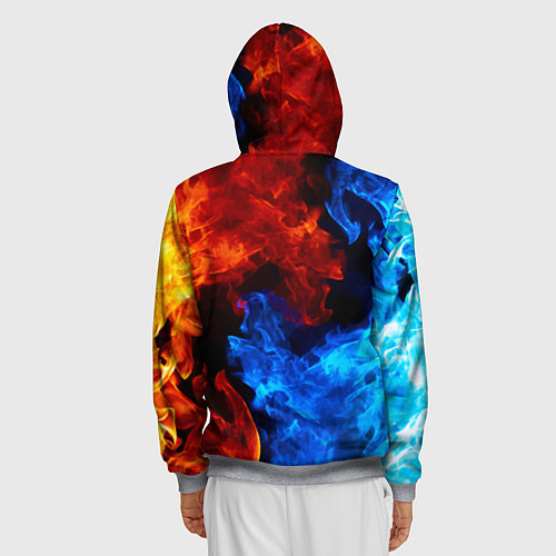 Мужская толстовка на молнии Огонь - Вода Инь - Янь / 3D-Меланж – фото 4