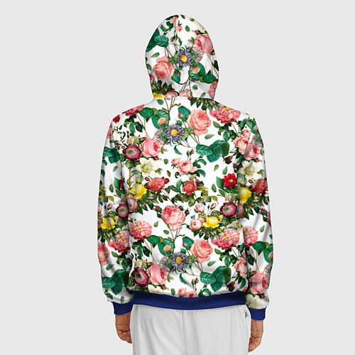 Мужская толстовка на молнии Узор из летних роз Summer Roses Pattern / 3D-Синий – фото 4