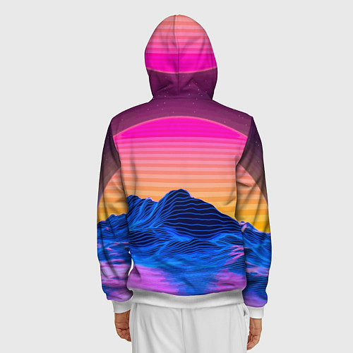 Мужская толстовка на молнии Vaporwave Mountains Психоделика Неон / 3D-Белый – фото 4