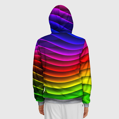 Мужская толстовка на молнии Color line neon pattern Abstraction Summer 2023 / 3D-Меланж – фото 4