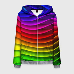 Толстовка 3D на молнии мужская Color line neon pattern Abstraction Summer 2023, цвет: 3D-меланж