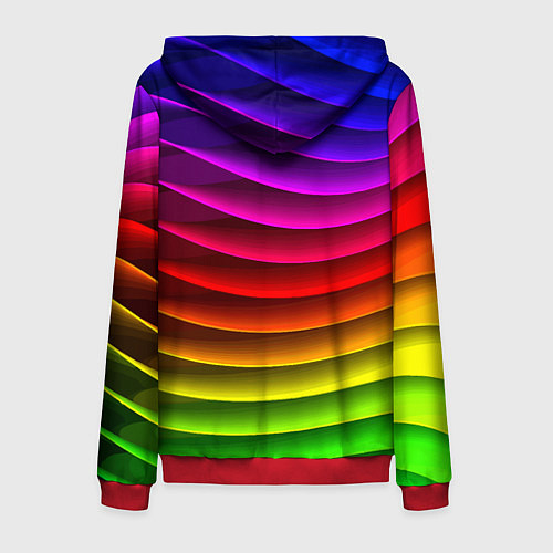 Мужская толстовка на молнии Color line neon pattern Abstraction Summer 2023 / 3D-Красный – фото 2