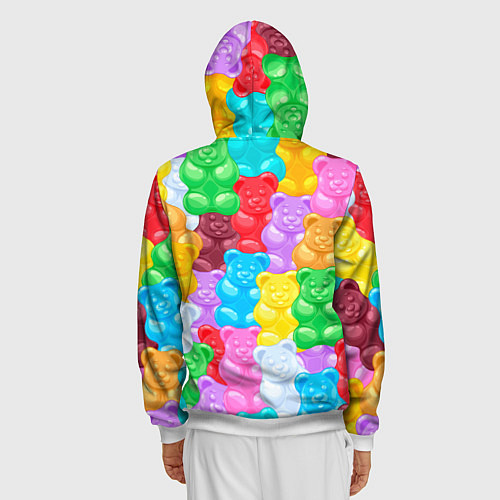 Мужская толстовка на молнии Мармеладные мишки разноцветные / 3D-Белый – фото 4