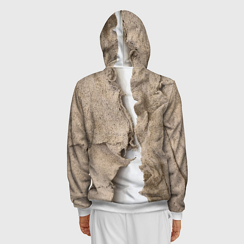 Мужская толстовка на молнии Только для Италии Мешковина Рваньё Only for Italy / 3D-Белый – фото 4