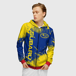 Толстовка 3D на молнии мужская SUBARU - СУБАРУ БРЫЗКИ КЛАССИЧЕСКИЕ, цвет: 3D-красный — фото 2