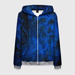 Толстовка 3D на молнии мужская Синий абстрактный дым, цвет: 3D-меланж