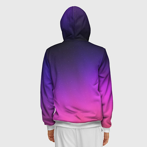 Мужская толстовка на молнии Розовофиолетовый градиент / 3D-Белый – фото 4