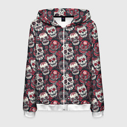 Толстовка 3D на молнии мужская День мертвых Черепа Мексика, цвет: 3D-белый