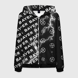 Толстовка 3D на молнии мужская BAYER - Молнии Паттерны, цвет: 3D-черный