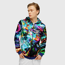 Толстовка 3D на молнии мужская Красочный космос, цвет: 3D-синий — фото 2