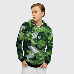 Толстовка 3D на молнии мужская Camouflage Pattern Камуфляж Паттерн, цвет: 3D-черный — фото 2