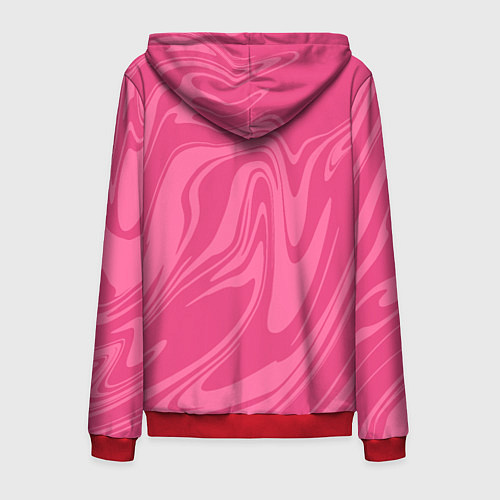 Мужская толстовка на молнии РОЗОВЫЕ РАЗВОДЫ КРАСКИ МРАМОРНЫЙ / 3D-Красный – фото 2