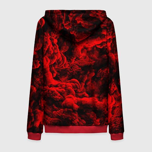 Мужская толстовка на молнии Красный дым Red Smoke Красные облака / 3D-Красный – фото 2