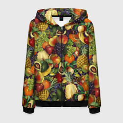 Толстовка 3D на молнии мужская Вкусные Летние Фрукты, цвет: 3D-черный