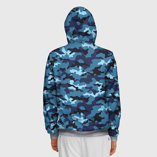 Мужская толстовка на молнии Камуфляж Тёмно-Синий Camouflage Dark-Blue / 3D-Меланж – фото 4