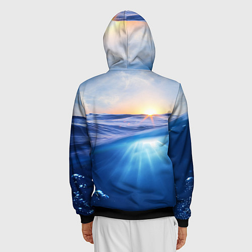 Мужская толстовка на молнии Грань между небом и водой / 3D-Черный – фото 4