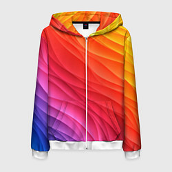 Толстовка 3D на молнии мужская Разноцветные цифровые волны, цвет: 3D-белый