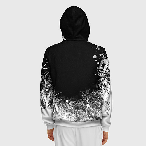 Мужская толстовка на молнии Белый Неон над лесом White Neon / 3D-Белый – фото 4