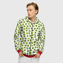 Толстовка 3D на молнии мужская Смешное авокадо на белом фоне, цвет: 3D-красный — фото 2