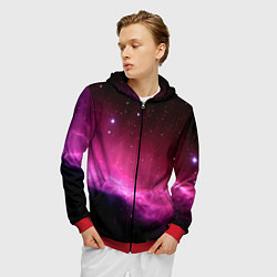 Толстовка 3D на молнии мужская Night Nebula, цвет: 3D-красный — фото 2