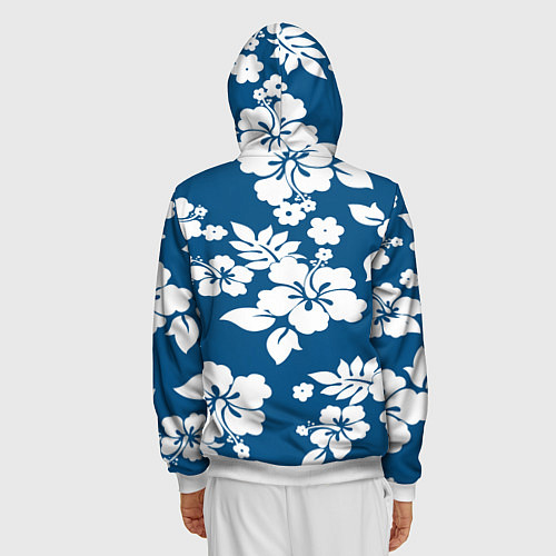 Мужская толстовка на молнии Цветочный паттерн Минимализм / 3D-Белый – фото 4