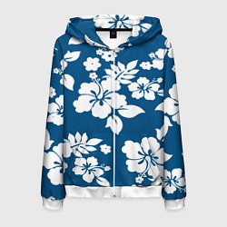 Толстовка 3D на молнии мужская Цветочный паттерн Минимализм, цвет: 3D-белый