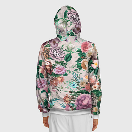 Мужская толстовка на молнии Color floral pattern Expressionism Summer / 3D-Белый – фото 4