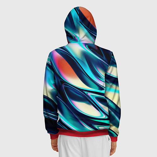 Мужская толстовка на молнии Abstract Wave / 3D-Красный – фото 4