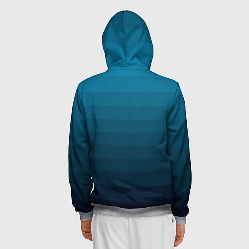 Мужская толстовка на молнии Blue stripes gradient / 3D-Меланж – фото 4