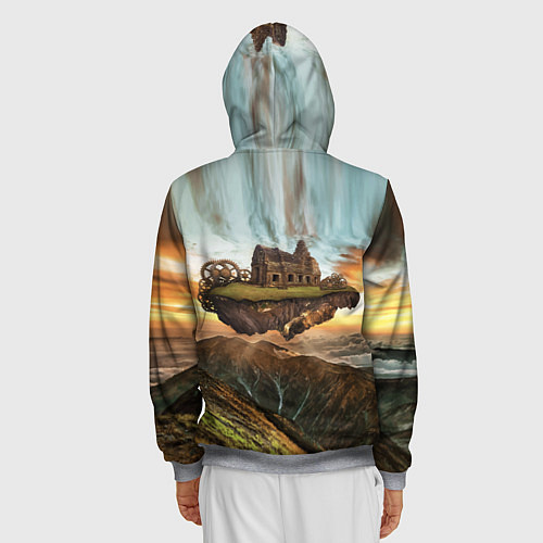 Мужская толстовка на молнии Горный пейзаж в стиле Стимпанк / 3D-Меланж – фото 4