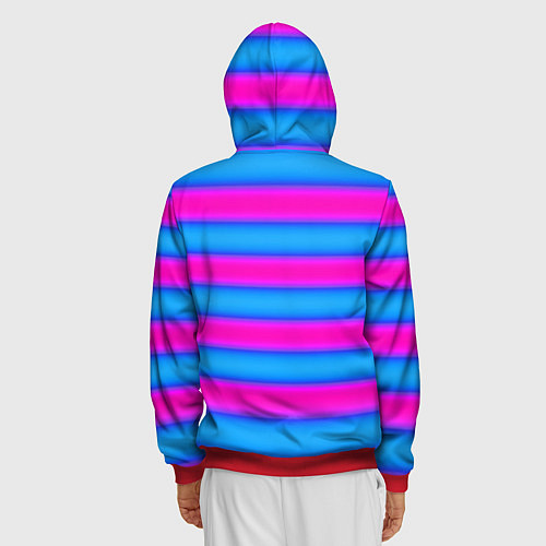 Мужская толстовка на молнии Striped pattern яркий неоновый полосатый узор / 3D-Красный – фото 4