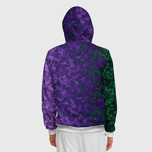 Мужская толстовка на молнии Marble texture purple green color / 3D-Белый – фото 4