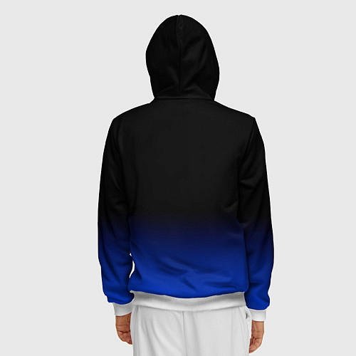 Мужская толстовка на молнии Черный с синим градиент / 3D-Белый – фото 4