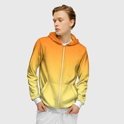 Толстовка 3D на молнии мужская Оранжевый, желтый градиент, цвет: 3D-белый — фото 2