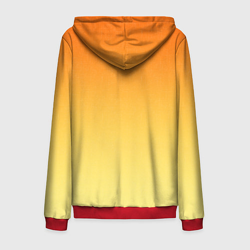 Мужская толстовка на молнии Оранжевый, желтый градиент / 3D-Красный – фото 2