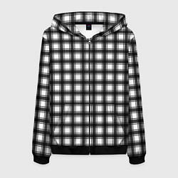 Толстовка 3D на молнии мужская Black and white trendy checkered pattern, цвет: 3D-черный