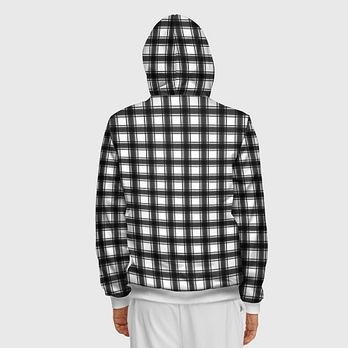 Мужская толстовка на молнии Black and white trendy checkered pattern / 3D-Белый – фото 4