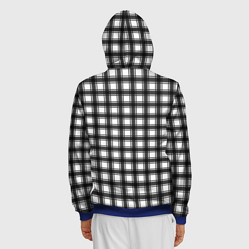 Мужская толстовка на молнии Black and white trendy checkered pattern / 3D-Синий – фото 4