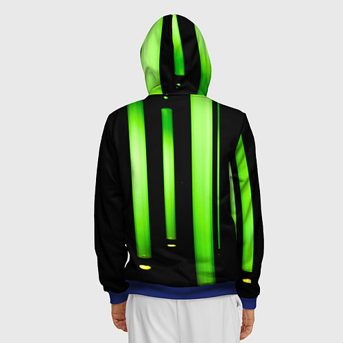 Мужская толстовка на молнии Абстрактные неоновые колбы с кислотой - Зелёный / 3D-Синий – фото 4