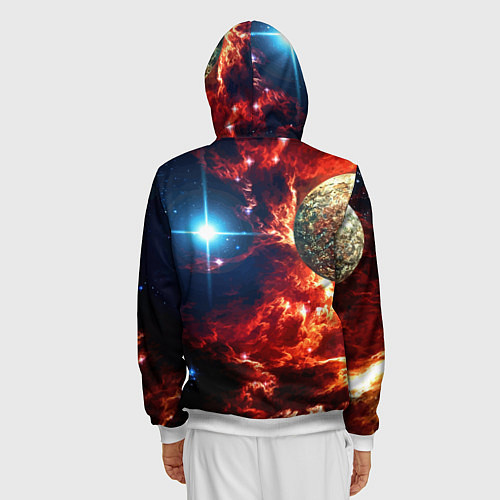 Мужская толстовка на молнии Яркая звезда в космическом пространстве / 3D-Белый – фото 4