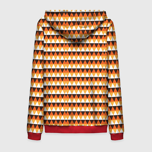 Мужская толстовка на молнии Треугольники на оранжевом фоне / 3D-Красный – фото 2