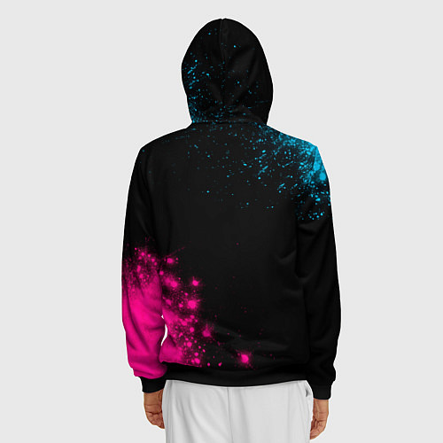 Мужская толстовка на молнии Thirty Seconds to Mars Neon Gradient / 3D-Черный – фото 4