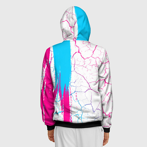 Мужская толстовка на молнии Deftones neon gradient style: по-вертикали / 3D-Черный – фото 4