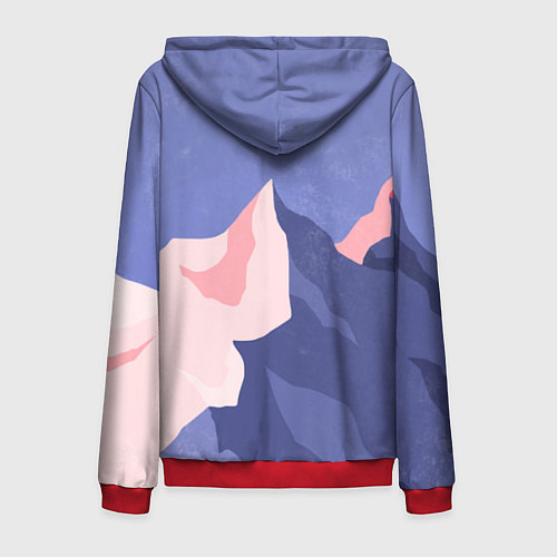 Мужская толстовка на молнии Пейзаж гор и леса в стиле ретро / 3D-Красный – фото 2