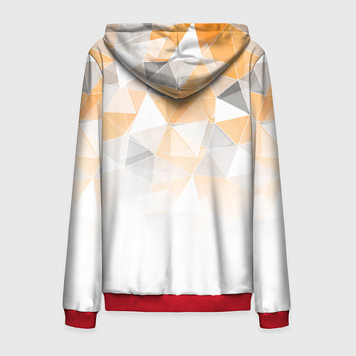 Мужская толстовка на молнии Однотонный белый и желто-серый геометрический / 3D-Красный – фото 2