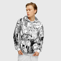 Толстовка 3D на молнии мужская Волна слушай меня паттерн, цвет: 3D-белый — фото 2