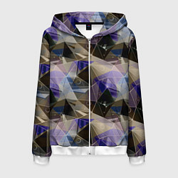 Мужская толстовка на молнии Полигональный абстрактный: бежевый, коричневый, си