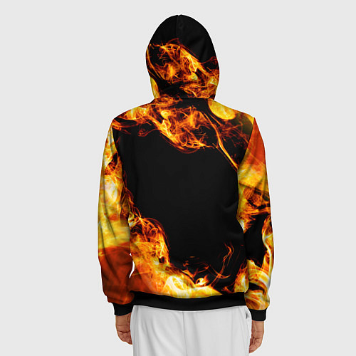 Мужская толстовка на молнии Metallica и пылающий огонь / 3D-Черный – фото 4
