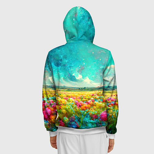Мужская толстовка на молнии Бесконечное поле цветов / 3D-Белый – фото 4